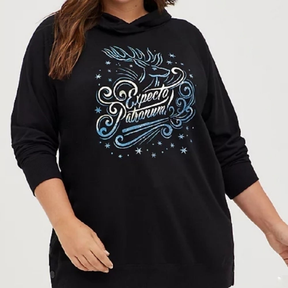 Torrid Harry Potter Expecto Patronum Hoodie Sweatshirt Black L